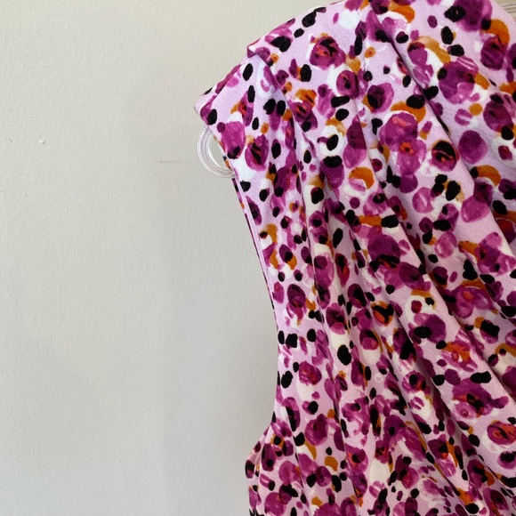 Ann Taylor Floral Ruched Dress SP Pink - Picture 5 of 11